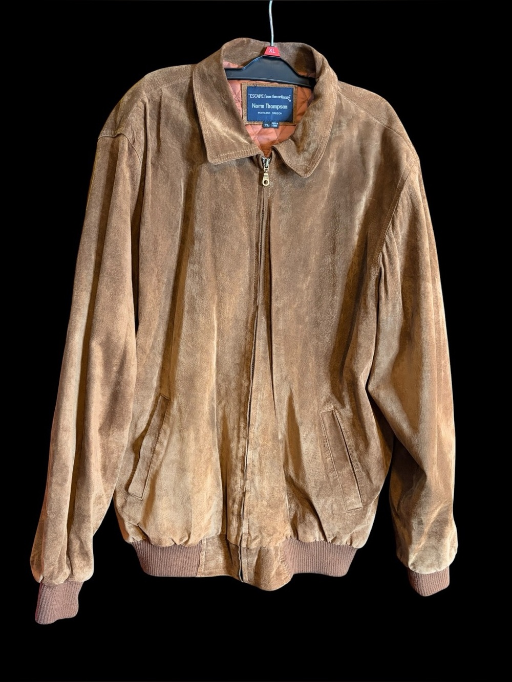 Norm Thompson 90s Vintage Brown Suede Leather Jacket Flight Bomber TL